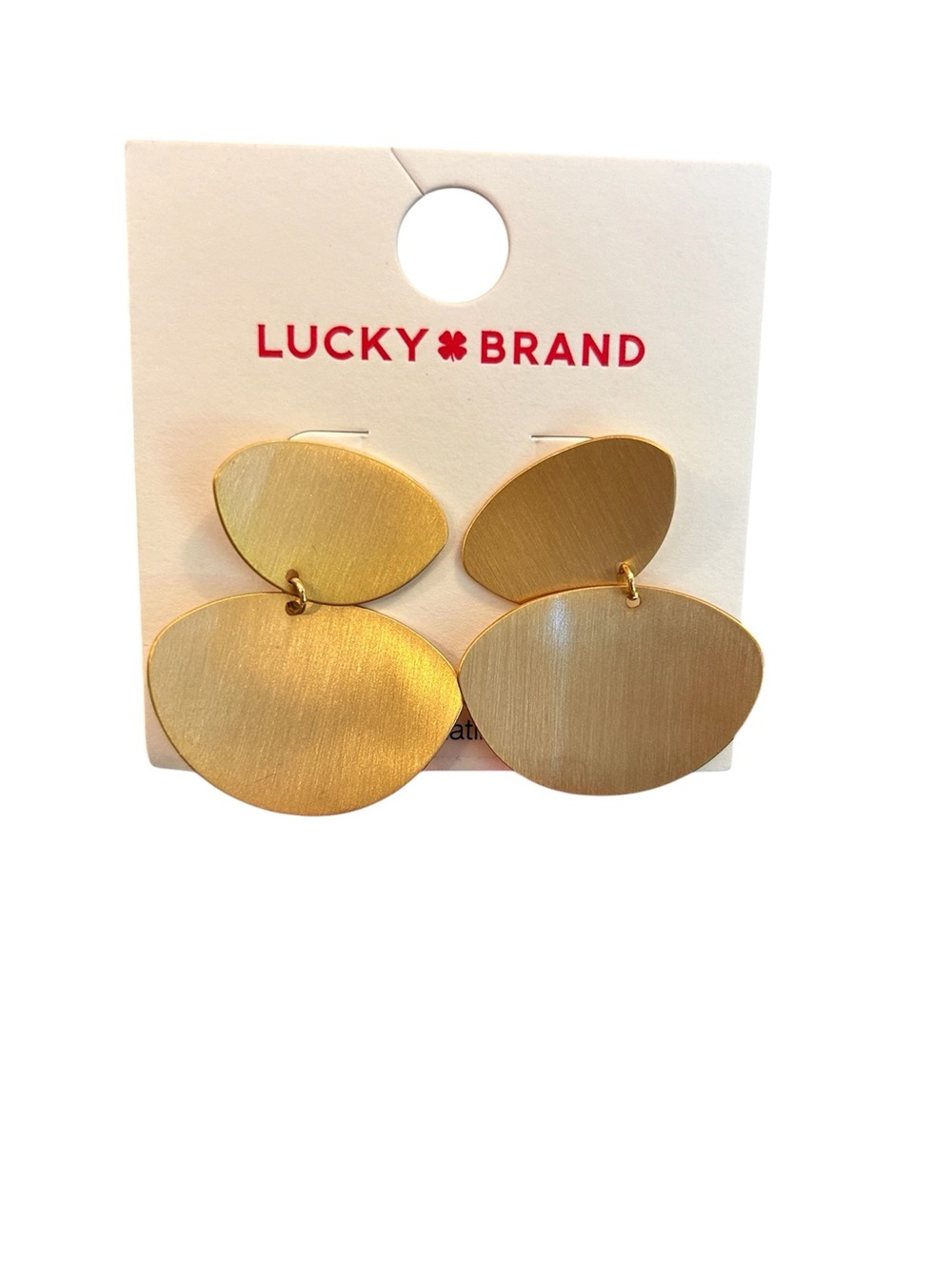 Lucky Brand Brushed Gold Double Oval Drop Earrings